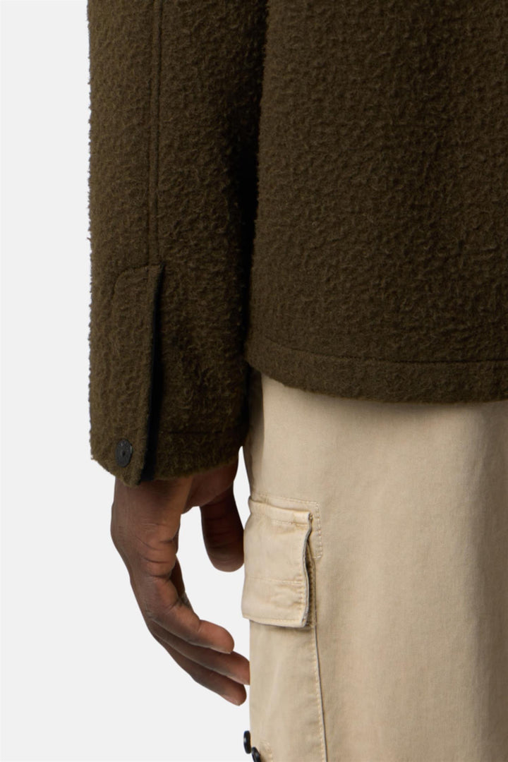 1200021 Wool Comfort-Fit Overshirt with Drawcord Hem Military Green