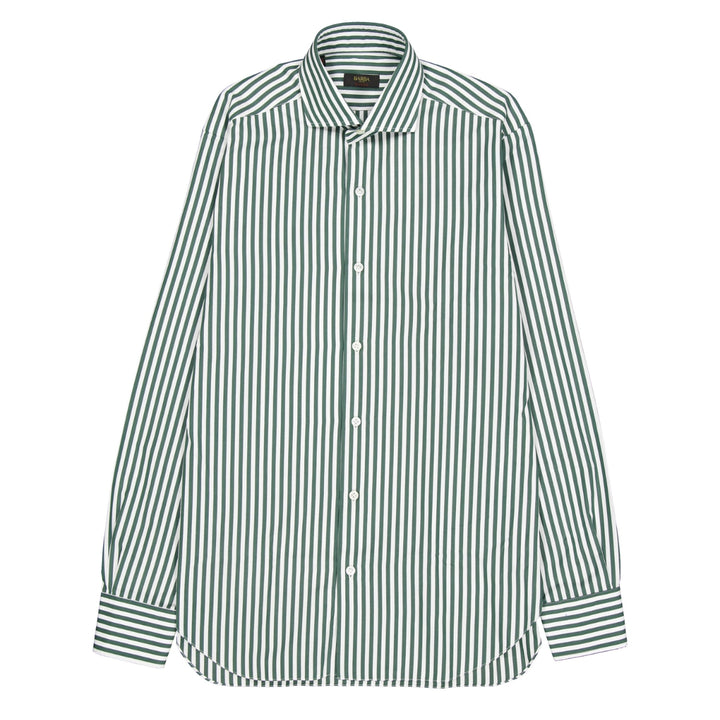 Culto Cotton Shirt Green Stripe