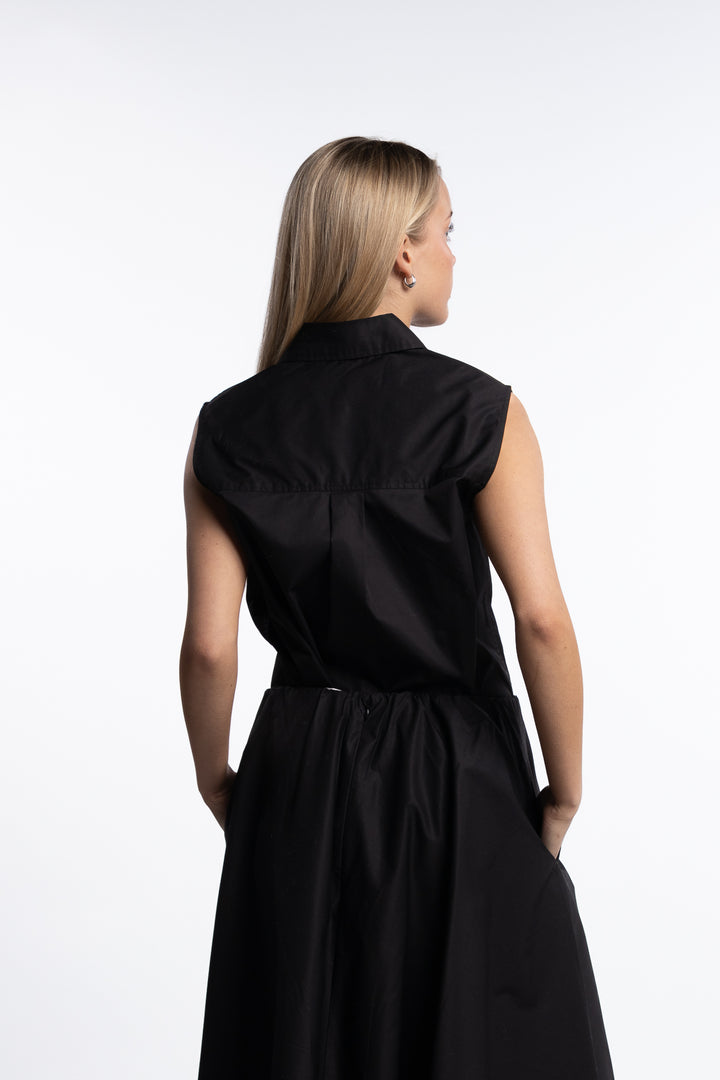 Sleeveless Coastal Shirt- Jet Black