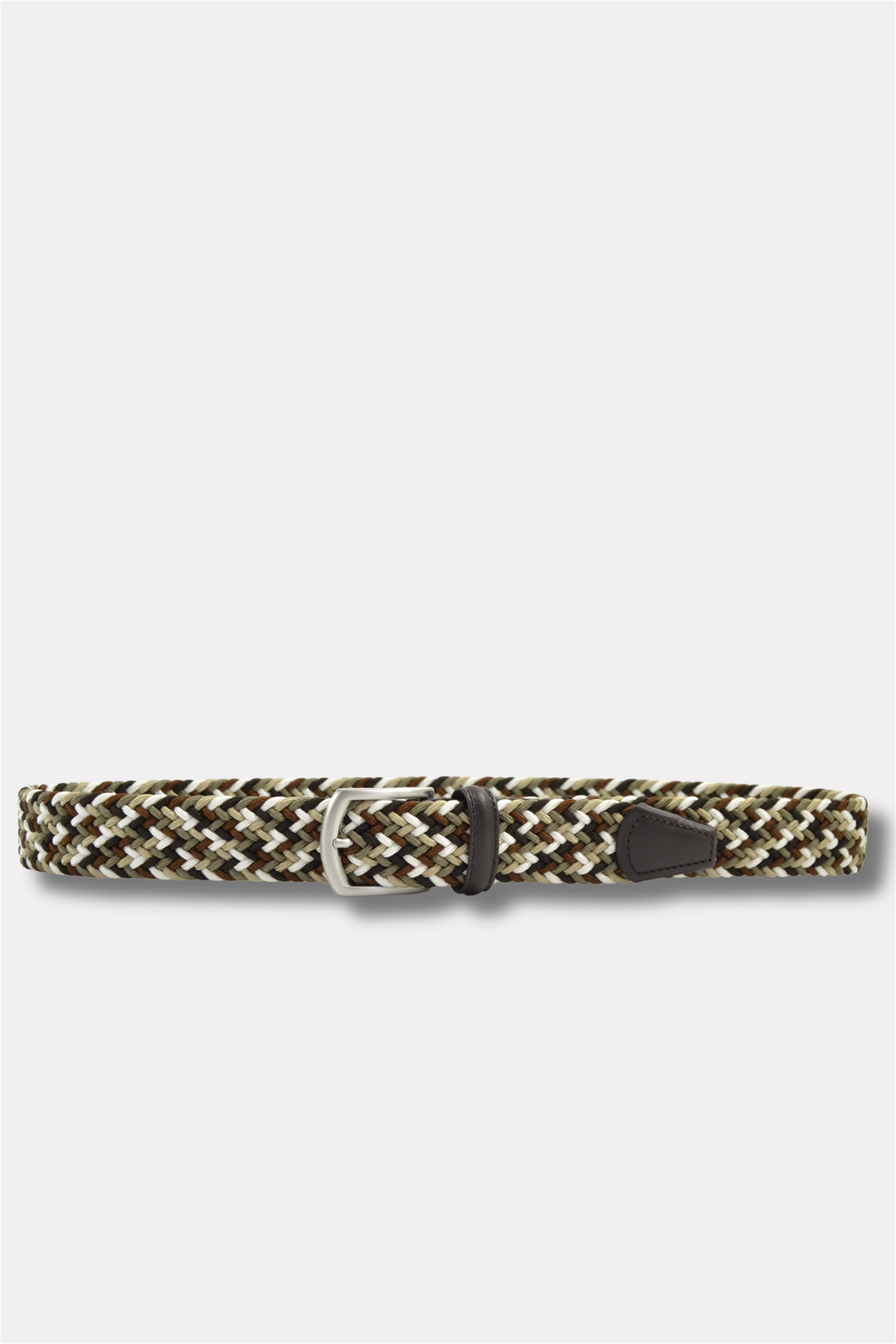 Classic Multi Colour Elastic Woven Belt Brown/Khaki/Beige/Cream 3,5 cm