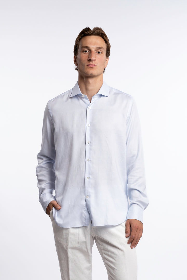 Lyocell/Cotton Shirt Light Blue