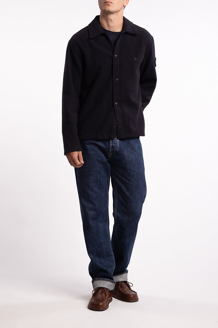 1200021 Wool Comfort-Fit Overshirt with Drawcord Hem Navy