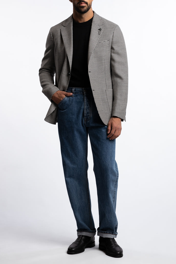 Roma Wool Regular Fit Blazer Black/White Houndstooth