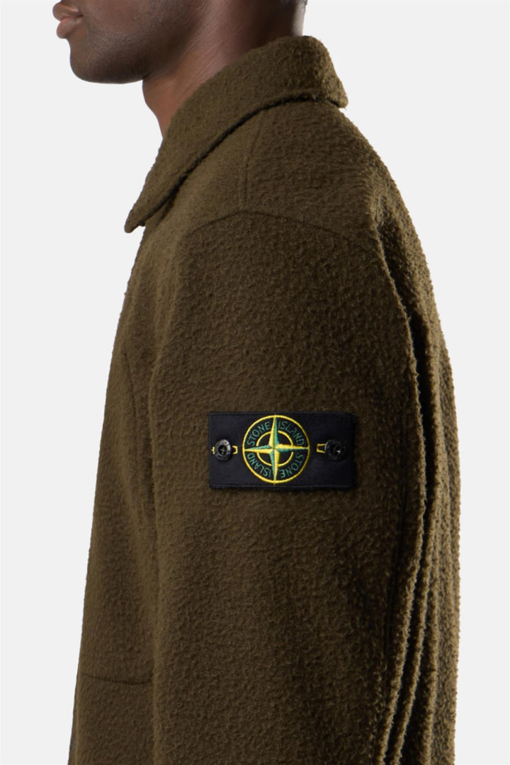 1200021 Wool Comfort-Fit Overshirt with Drawcord Hem Military Green