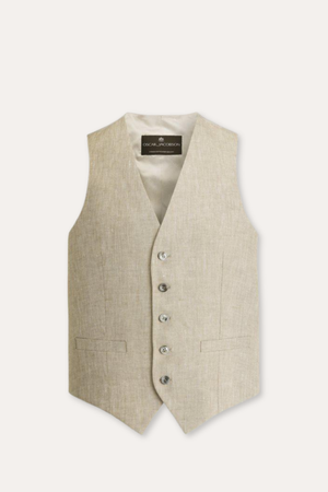 Carlo Regular Fit Linen Waistcoat Trench Beige