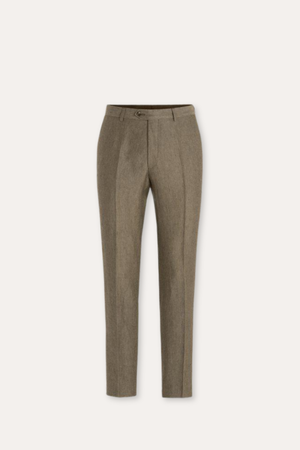 Denz Slim Fit Linen Trousers Dusk Brown