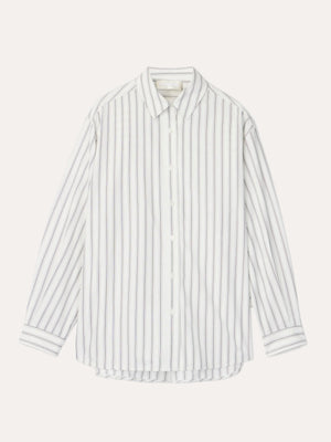 Poplin Workwear Shirt White/Black & Grey Pinstripe
