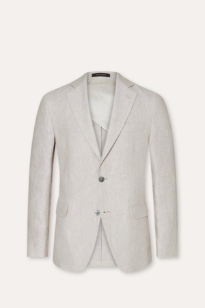Ferry Regular Fit Soft Linen Blazer White Grass