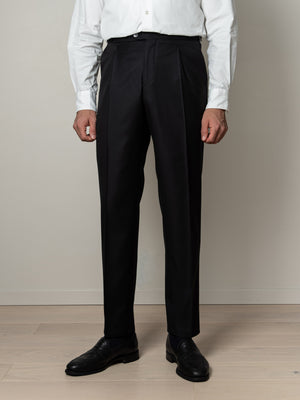 Prato Pleated Wool Trousers Black