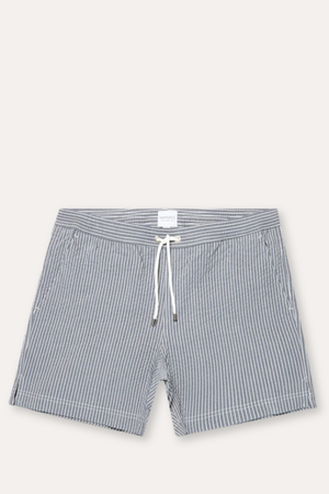 Seersucker Swim Shorts Navy/White Seersucker Pinstripe