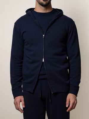 Wool/Cashmere Zip Hoodie Navy