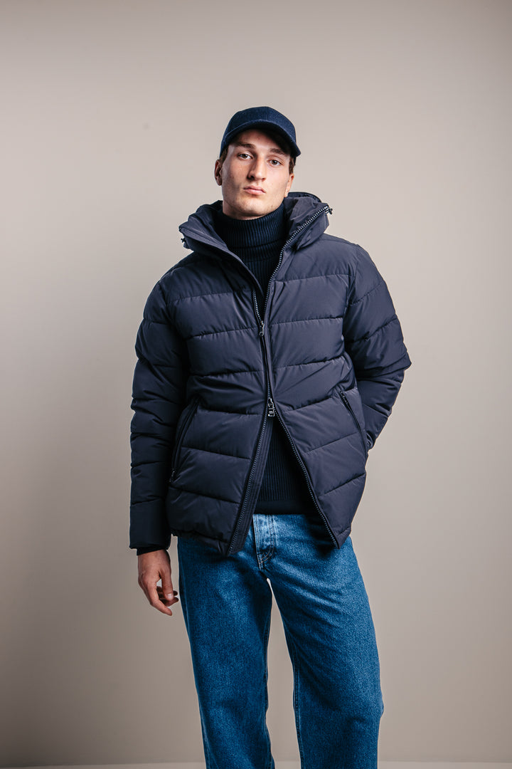 Hooded Puffer Jacket Dark Blue