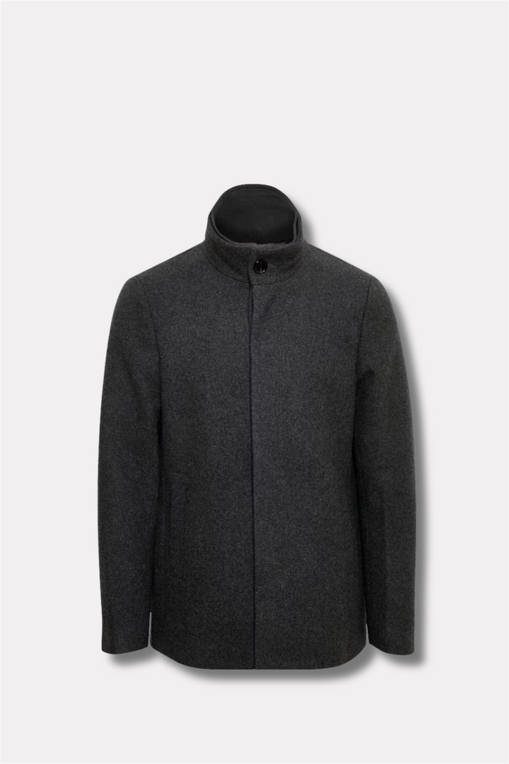 MaHarvey Short Wool Coat Medium Grey Melange