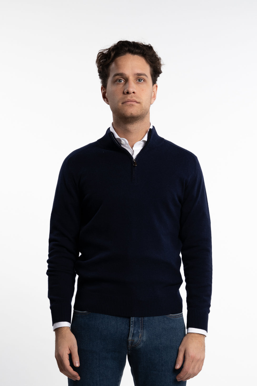 Cashmere Half-Zip Navy