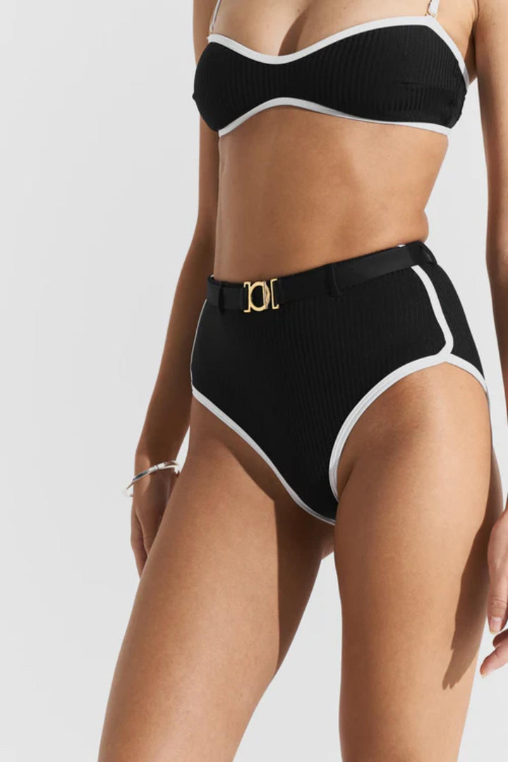 Ribbed Bikini Top- Black