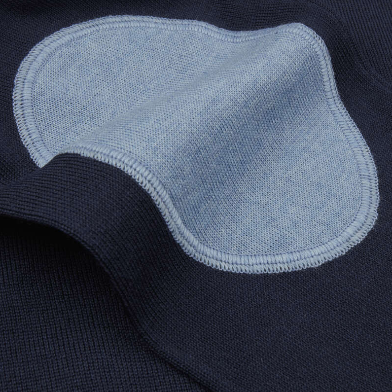 Merino Crew Neck Elbow Patch Navy