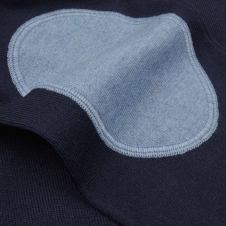 Merino Crew Neck Elbow Patch Navy