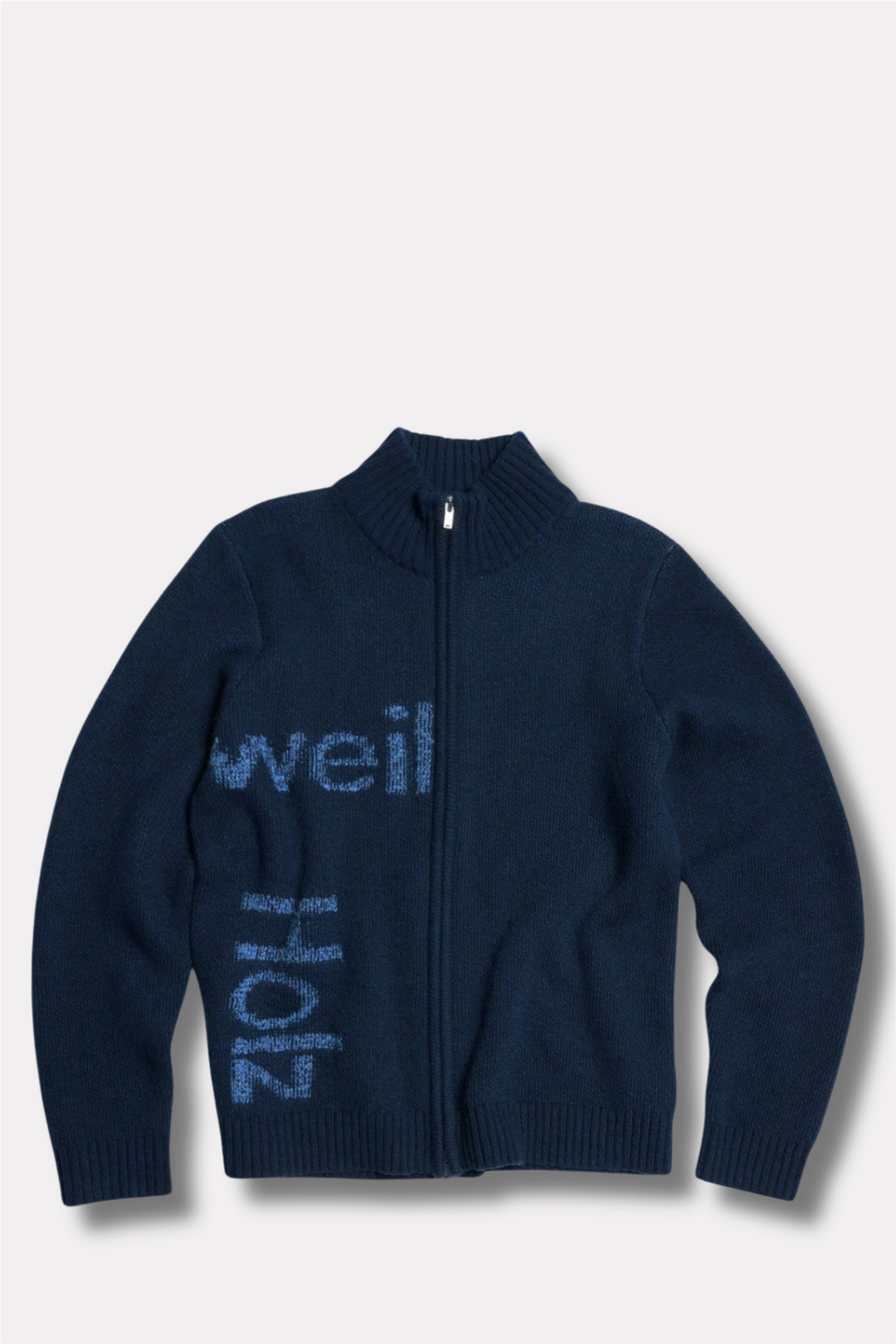 Haza Logo Zip Cardigan Blue Mix