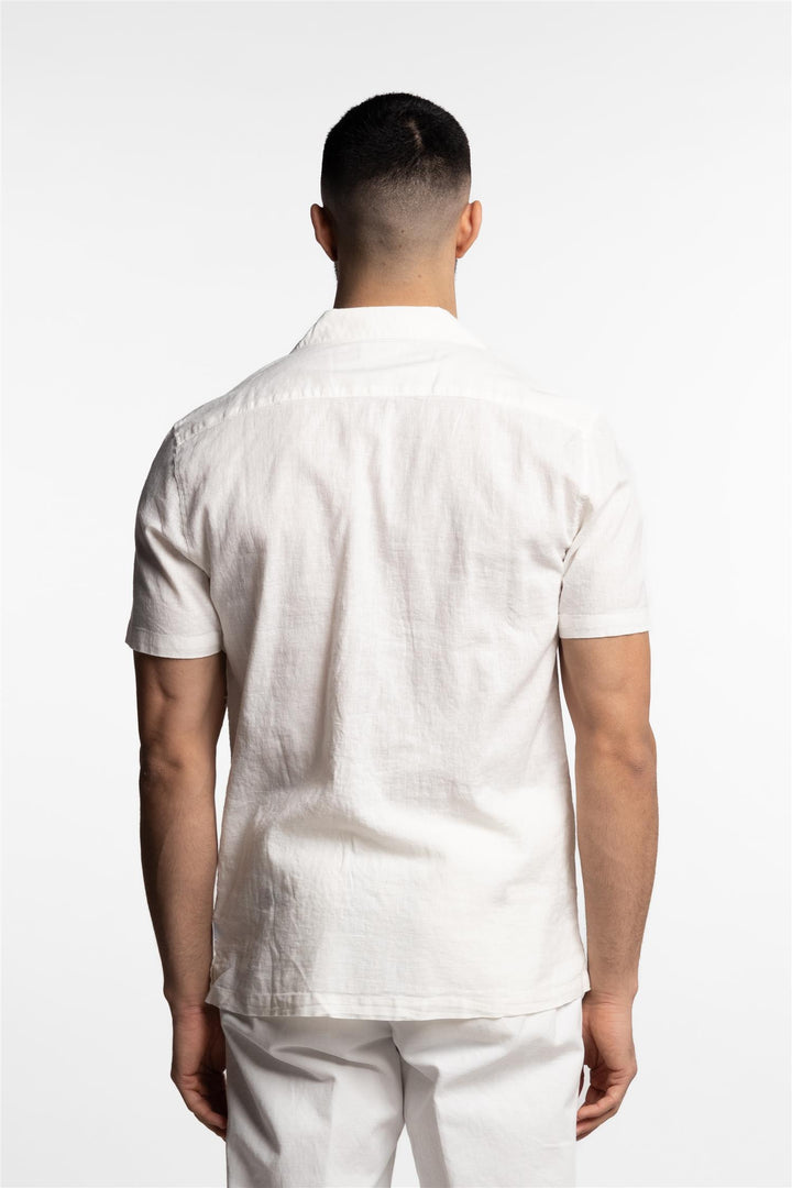Short Sleeve Linen/Cotton Shirt White