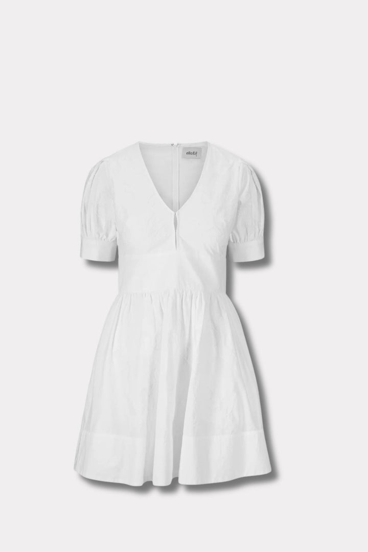 Zenda Embroidery Dress- White