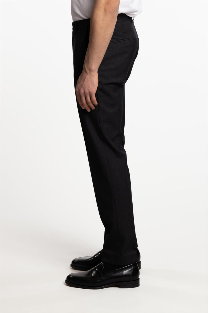 Denz Slim Fit Wool Trousers Dark Grey