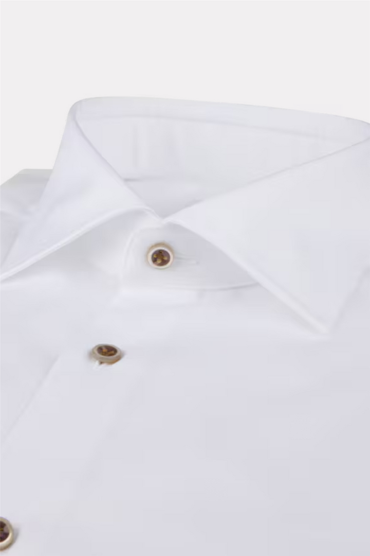 Slimline White Twill Shirt Contrast