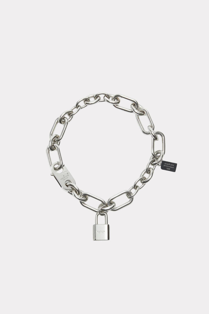 Padlock Chain Necklace- Semi Matt silver