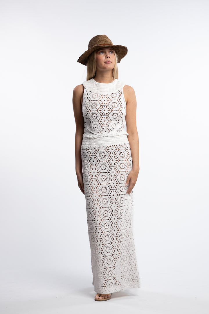 Louli Crochet Skirt- White