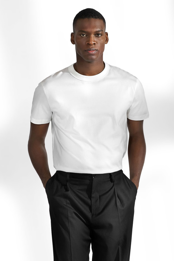 Pima Cotton Crew Neck T-Shirt Ivory