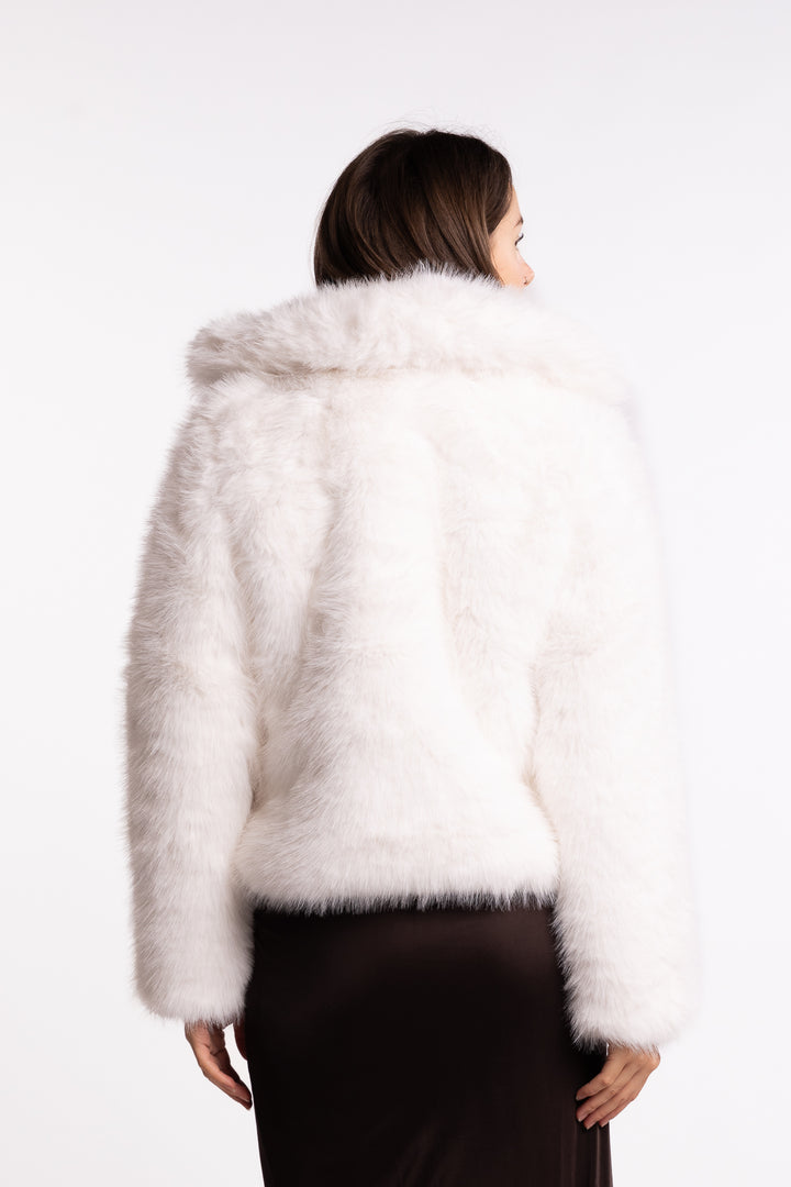 Sofia Fake Fur Jacket- White