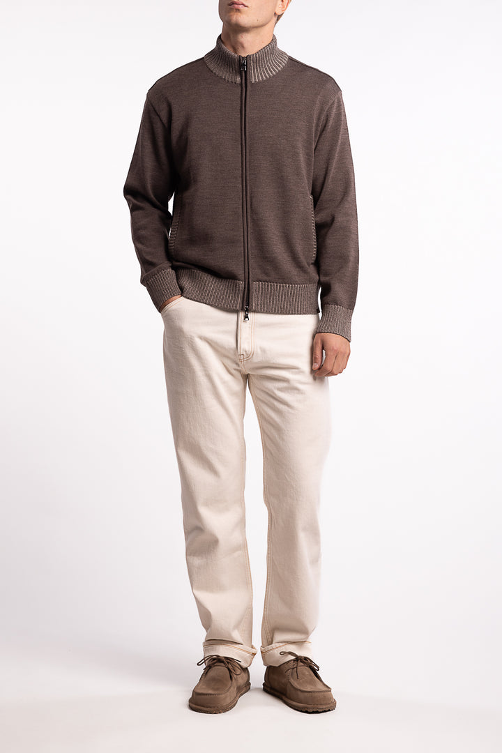 Shark Tag Soft Cool Touch Wool Full Zip Brown
