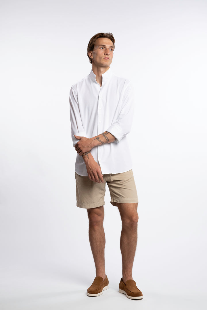 Active Stretch Shirt No Collar White