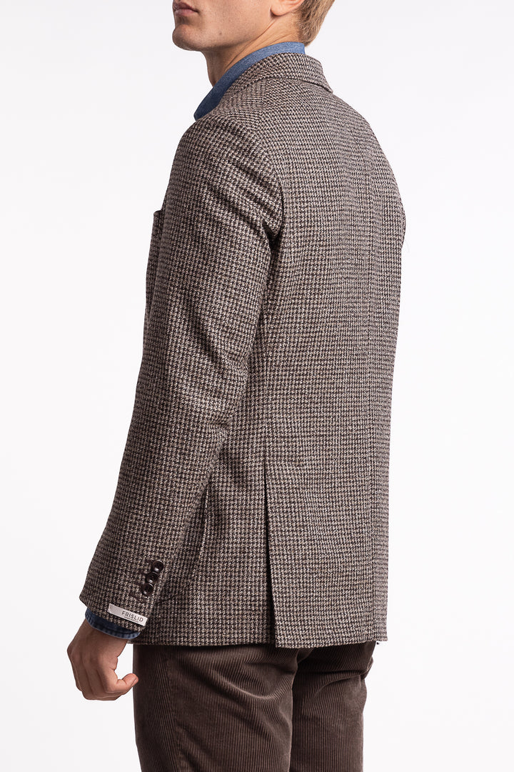 Savino Slim Fit Wool Blazer Brown Houndstooth