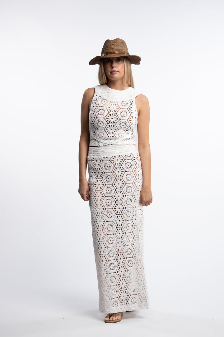 Louli Crochet Skirt- White