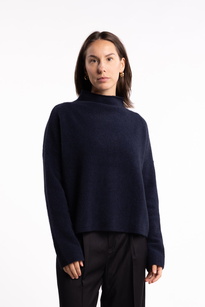 Mika Yak Funnelneck Sweater- Navy