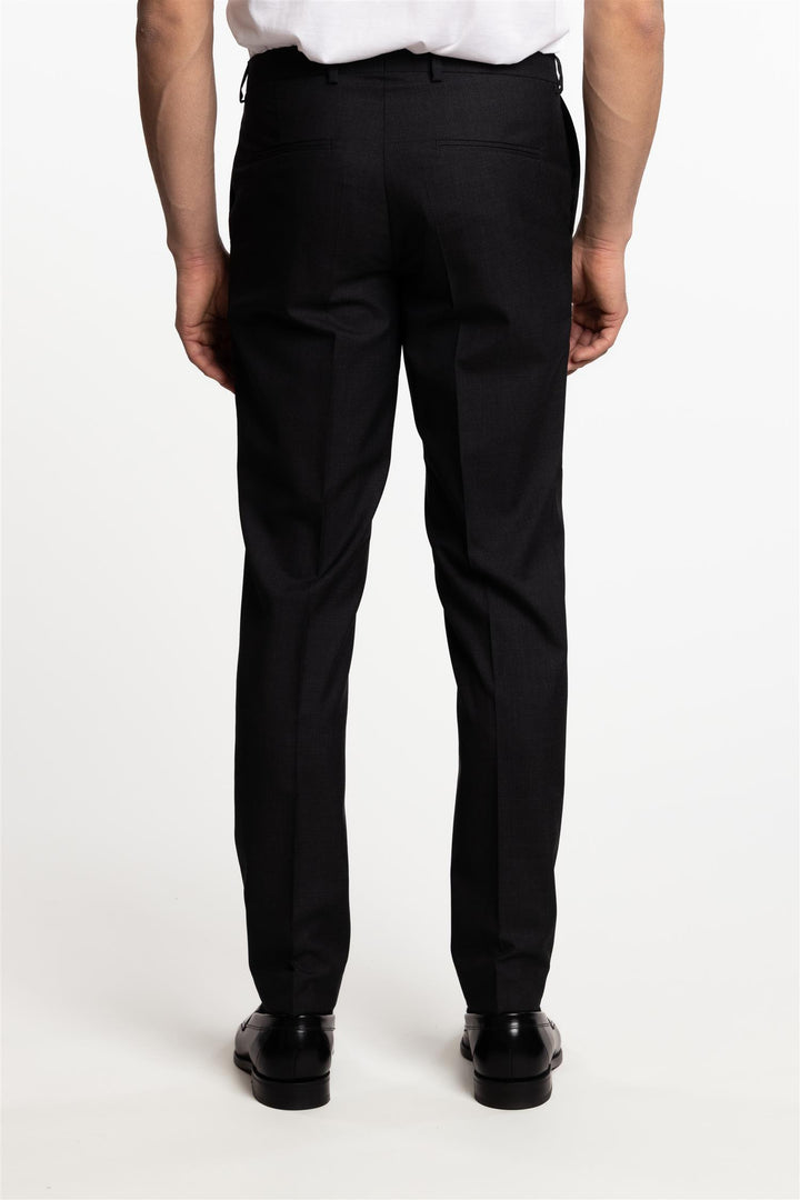 Denz Slim Fit Wool Trousers Dark Grey