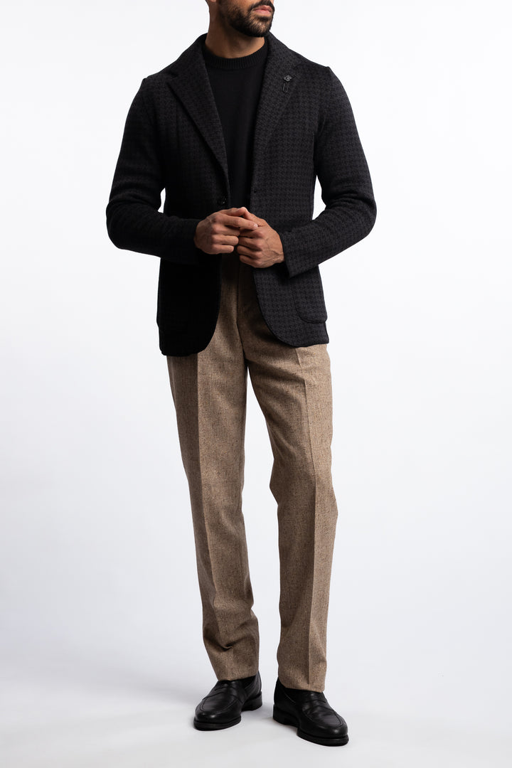 Knitted Wool Blazer Dark Grey