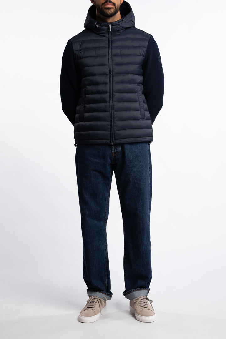 Multi Matrial Hoodie Jacket Navy