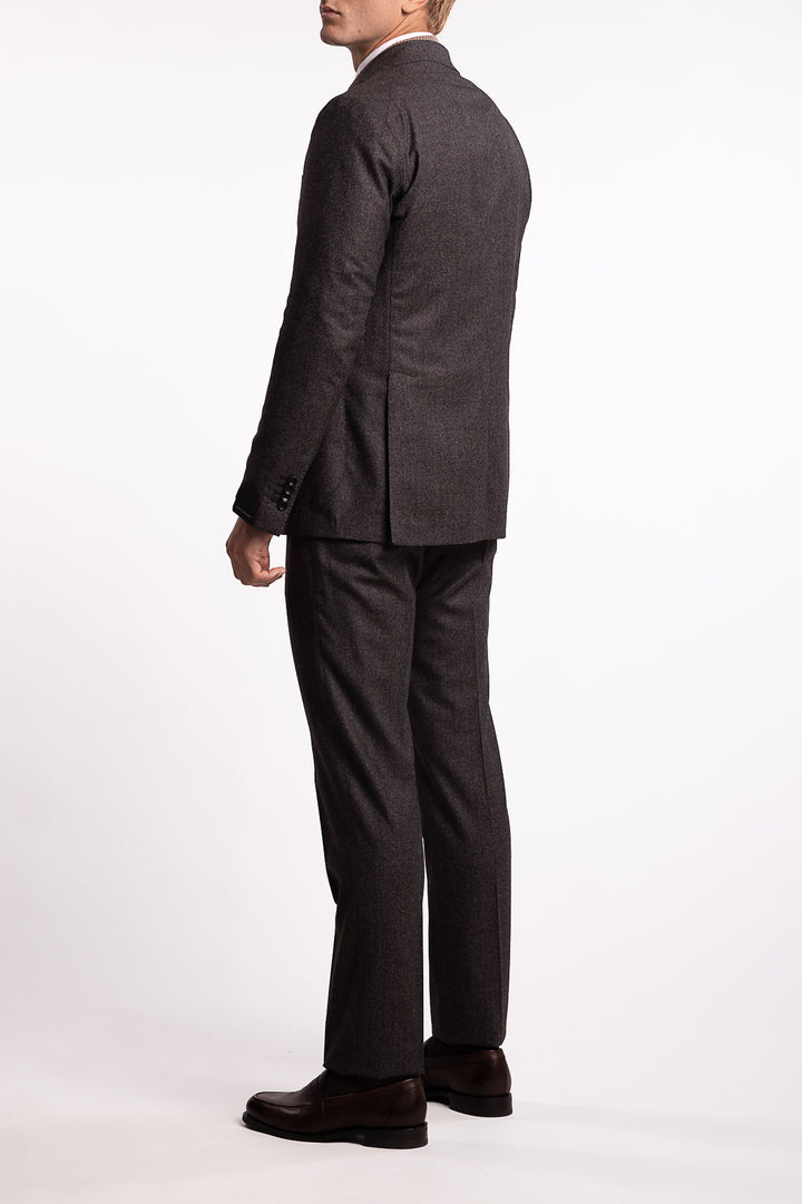 Virgin Wool Regular Fit Flannel Suit Brown