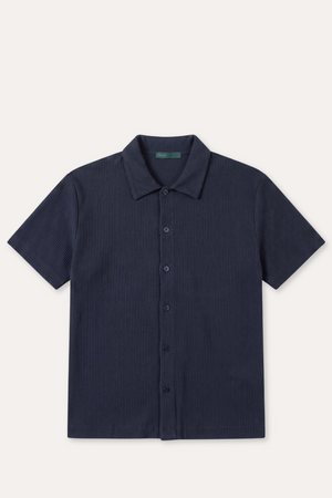 Rib Cotton Shirt Navy