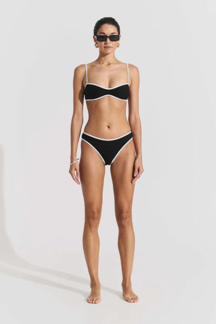 Ribbed Bikini Bottom- Black
