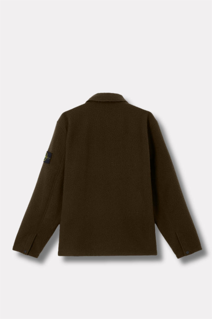 1200021 Wool Comfort-Fit Overshirt with Drawcord Hem Military Green