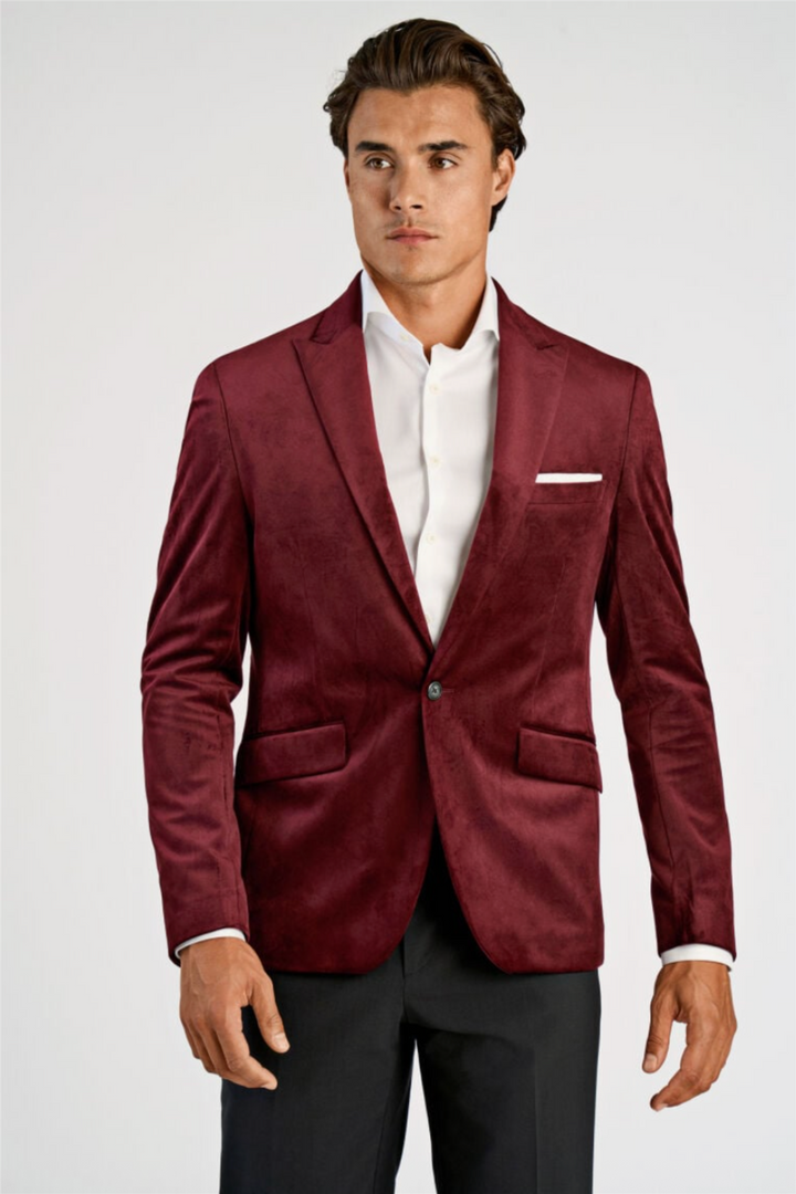 Velvet Blazer Burgundy