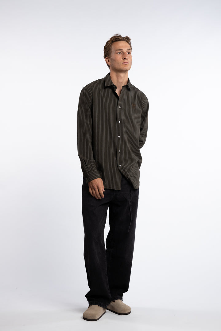 Button-Up Shirt Green Melange