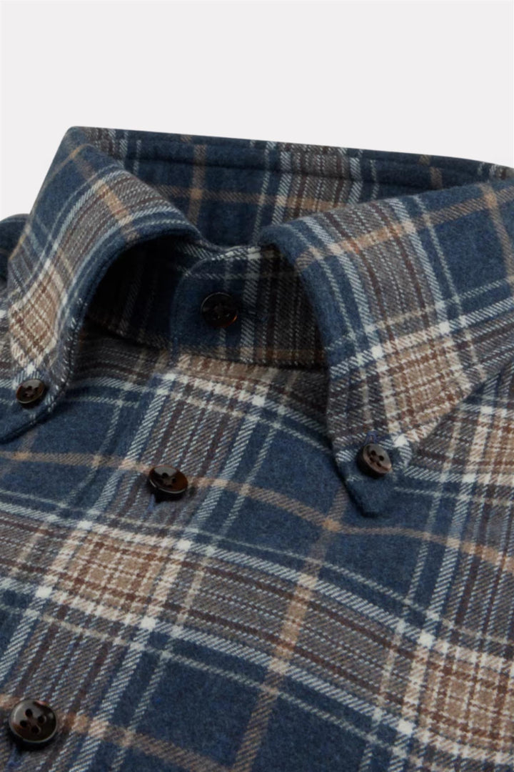 Slimline Flannel Shirt Dark Blue Check