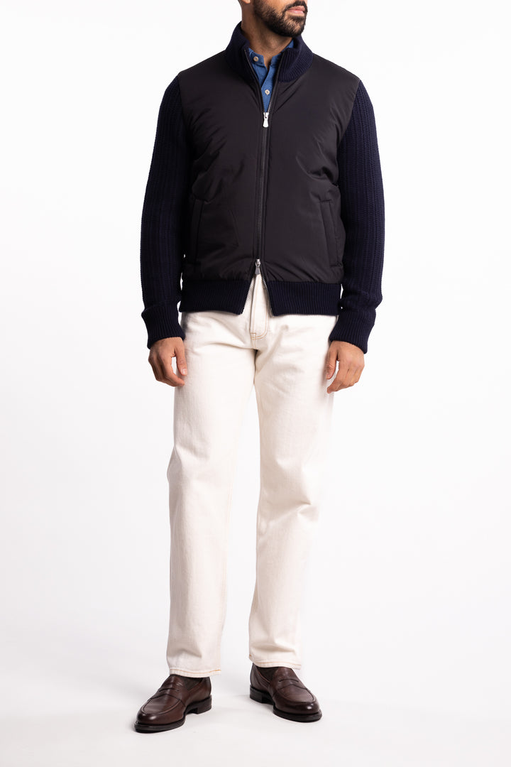 Giubbino Wool Hybrid Jacket Navy