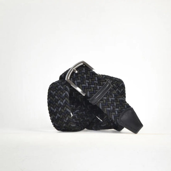 Classic Multi Colour Elastic Woven Belt Navy/Khaki/Charcoal/Grey 3,5 cm