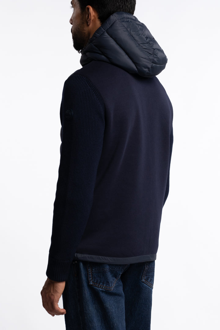 Multi Matrial Hoodie Jacket Navy
