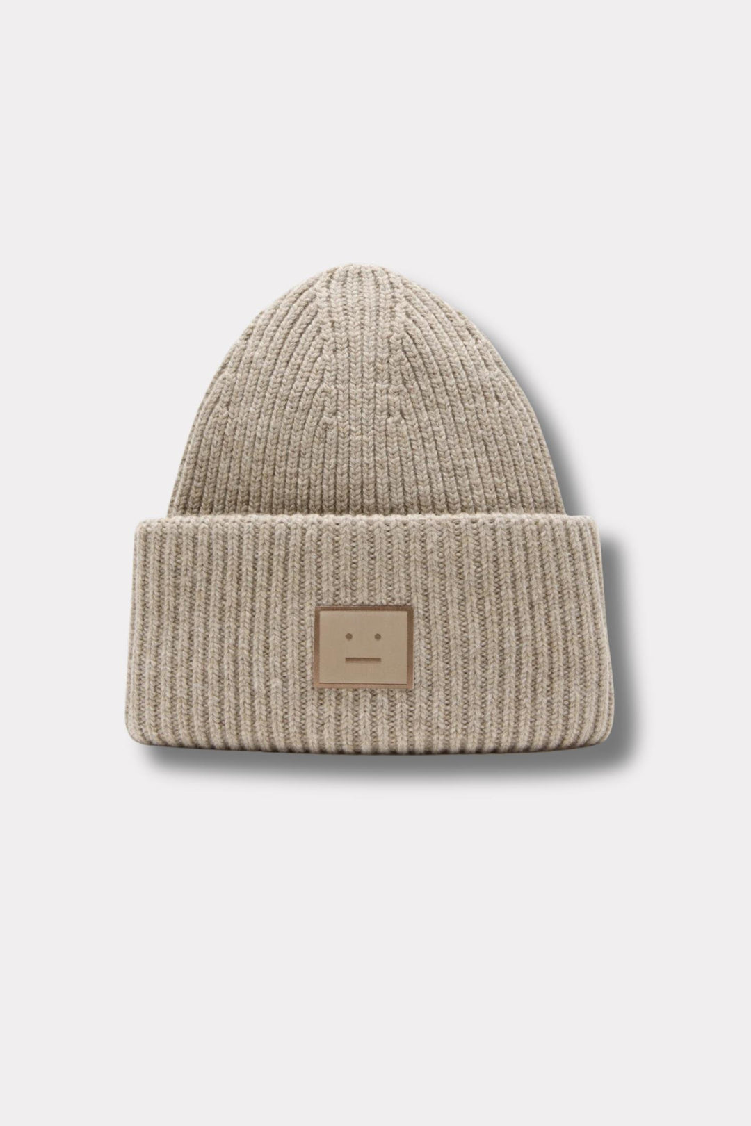 Large Face Logo Beanie Yak- Greige Melange