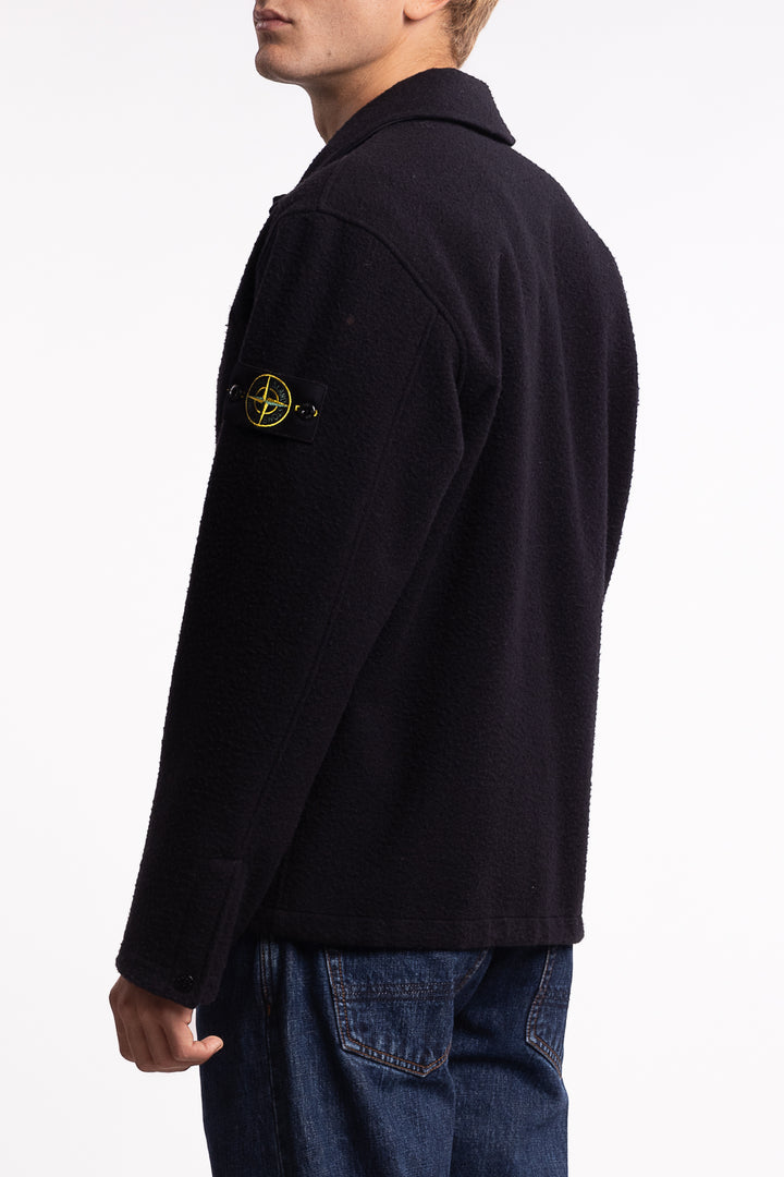 1200021 Wool Comfort-Fit Overshirt with Drawcord Hem Navy